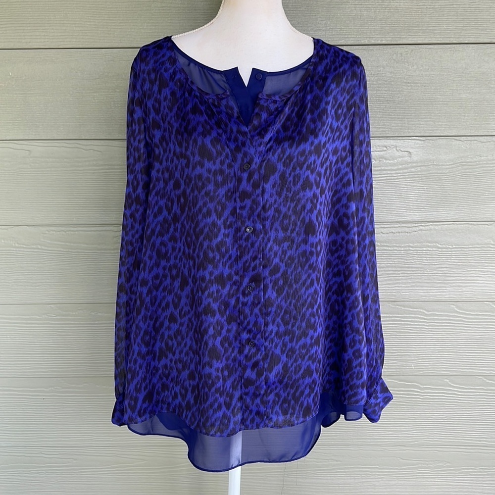 Tahari Layered Animal Print Blouse‎ - Size 0X (12W)